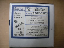 4/0 compression sleeve butt splice crimp 10pc purple Penn-Union 12lots available