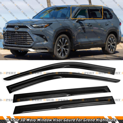 FOR 24-25 GRAND HIGHLANDER M STYLE JDM 3D WAVY WINDOW VISOR RAIN GUARD DEFLECTOR
