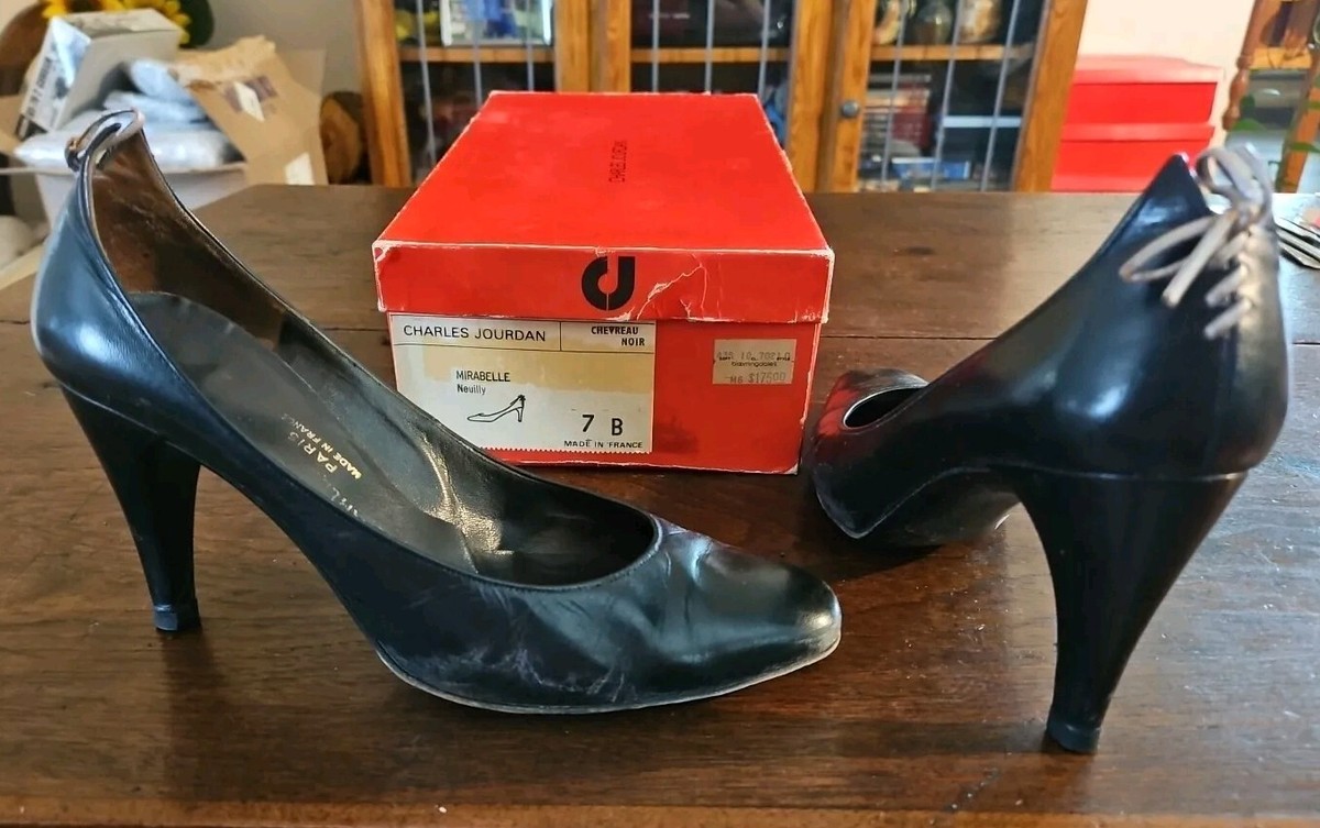 Charles Jordan Shoes Vintage Charles Jourdan Black Leather Heels