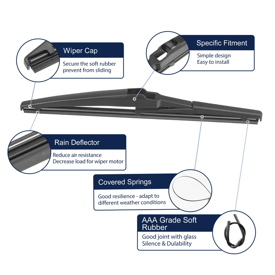 2 peças de substituição de lâmina de limpador de para-brisa traseiro de carro para Chevrolet HHR 2006-2011 - Imagem 4 de 4