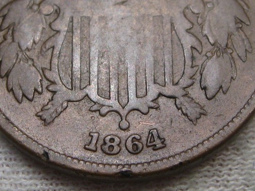 Civil War Era 1864 2¢ Cent Piece Coin. #17 - Picture 3 of 6