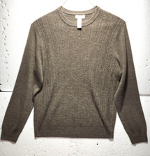 Dockers Sweater Mens Large Army Green Ribbed Front Round Neck Long Sleeve