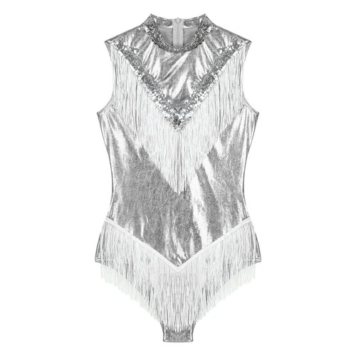 Women's Sequins Metallic Cocktail Tassel Dance Dress Fringed Costume Leotard - Picture 36 of 68