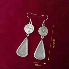Tribal exotic cute accessory pure handmade Miao silver DIY embed earring 1pair