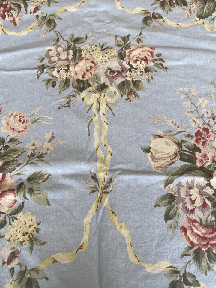 "Evelyn" By Ralph Lauren Dusty Blue Floral Fabric Fall 1989 4.6 Yards - Image 2 of 4