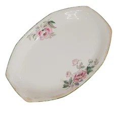 Homer Laughlin Serving Platter Rose Ivory Green Trim 11.25" x 8" M 32 N8