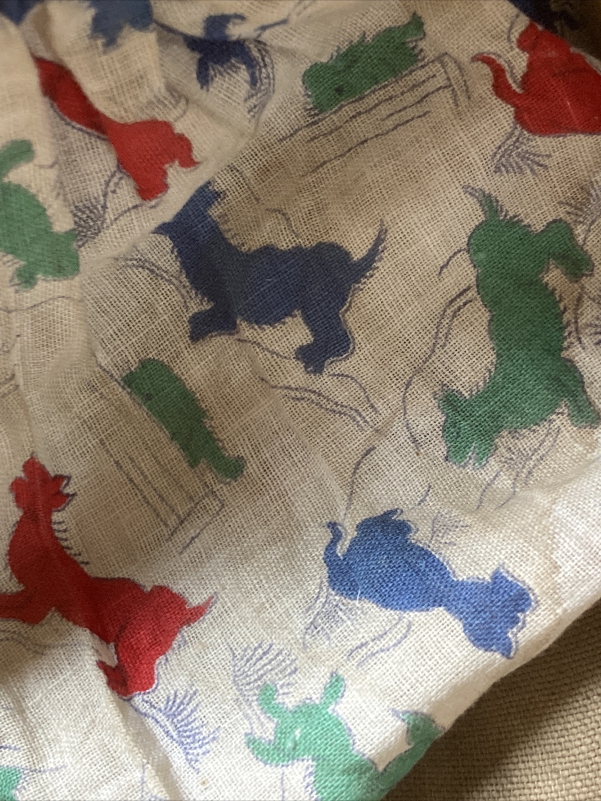 VINTAGE DOLL 1930s  with Dog Print Rompers & Floral Nappy 2