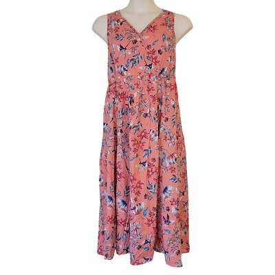 Woman Within 18W Pink Blue Floral A Line Maxi Dress Modest Long Summer |  eBay