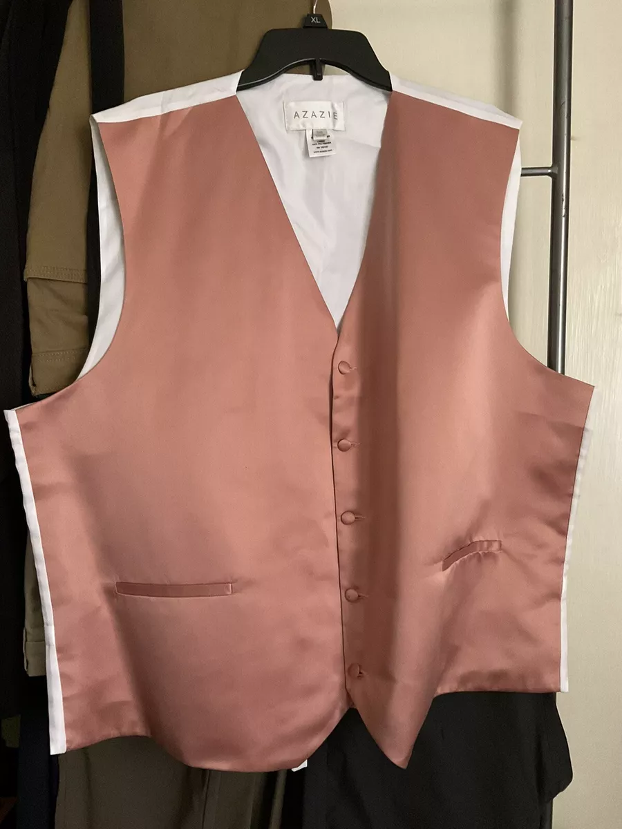 Azazie Men’s Suit Vest Mens XXL Champagne Rose Matte Satin