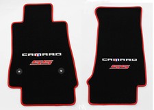 New Black Carpet Floor Mats 2016-2024 Camaro Embroidered Ss Double Logo Red Dlx