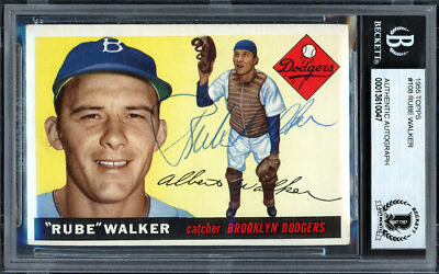 Al ''Rube'' Walker Signed 1955 Topps Card 108 Brooklyn Dodgers Beckett #13610047