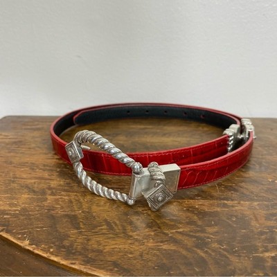 ❤️? Brighton Red Croc-Embossed Leather Belt | Heart Buckle | XL 36 Brighton red croc embossed belt size 36 | eBay main image 3