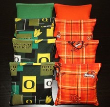 CORNHOLE BEANBAGS made w OREGON BEAVERS OREGON DUCKS Fabric 4 Bags of each Team