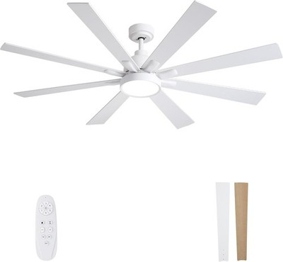 62'' White Ceiling Fan Lights Remote Large