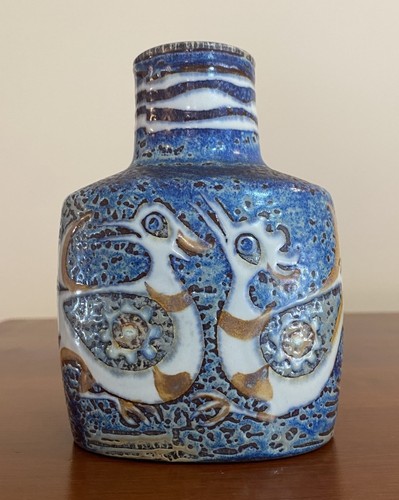 1960’s Royal Copenhagen Birds Aluminia Lords Faience Vase Nils Thorsson MCM - Picture 7 of 14
