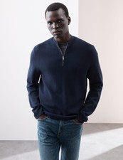 M&S - Autograph Mens Viscose Funnel neck Long sleeved Jumper in Navy