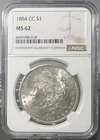 1884-CC Morgan  Dollar  NGC MS 62