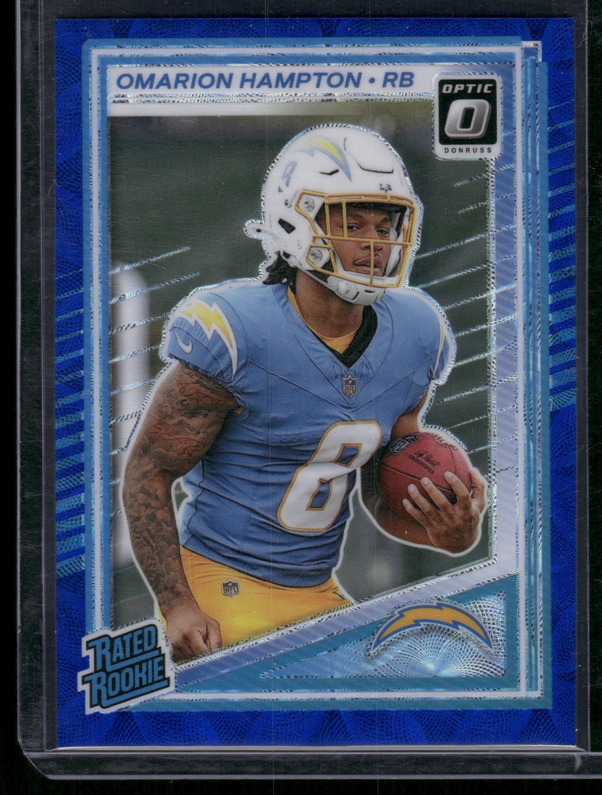 2025 Donruss Optic #212 Omarion Hampton Blue Scope Rookie