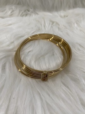Fendi Gold Metal Bangle Bracelet with Crystal Accent and original