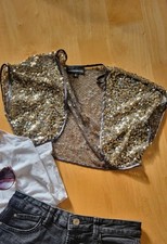 Warehouse Gold Sequin Shrug Bolero Size 8