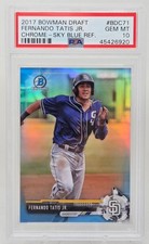 2017 Bowman Chrome Sky Blue Refractor FERNANDO TATIS JR RC CARD/399 PSA 10 GM MT