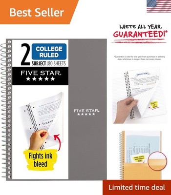 Compact 6'' x 9.5'' College Ruled Spiral Notebook, 80 Sheets, Ink Bleed Resistant