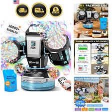 Rechargeable Bubble Machine with RGB Lights: 30,000 Bubbles Storm, Auto 360° ...
