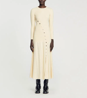 Sandro Damen Kleid Beige Strick Viskose Midi Maxi Gr. 1 S Fr 36 Sfpro