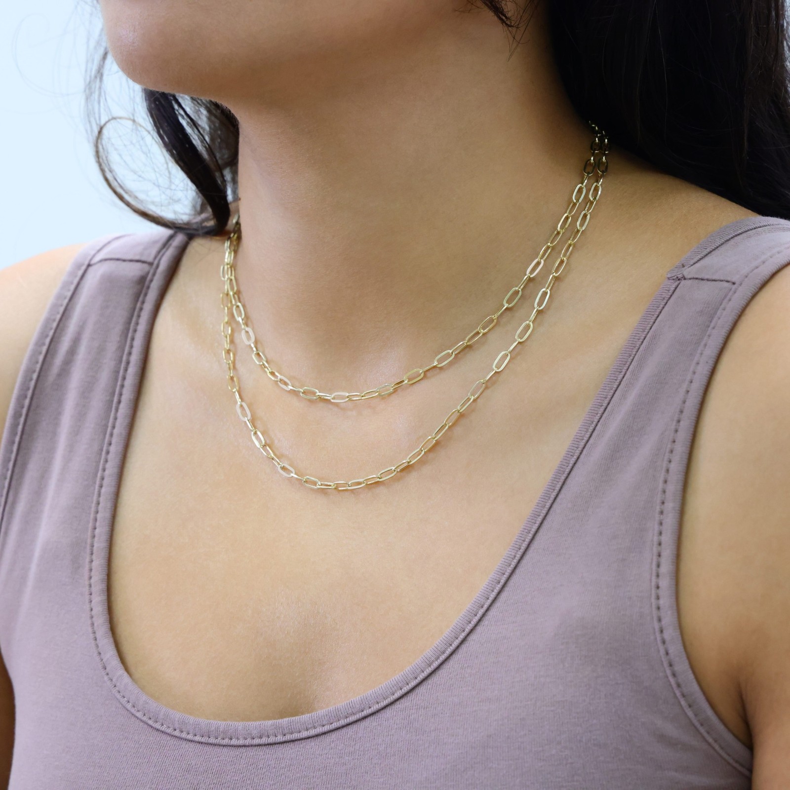 10k Yellow Gold 3mm Paperclip Chain Rolo Dainy Cable Link Necklace Men Women 24