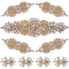 9 Pack Rhinestone Crystal Wedding Applique Iron on Patch DIY Sewing Appliques...