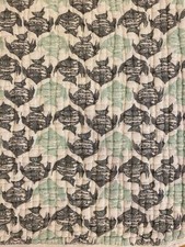 Aden  Anais Baby Blanket Fish Striped Gray/Blue Heavy Muslin Infant White Label