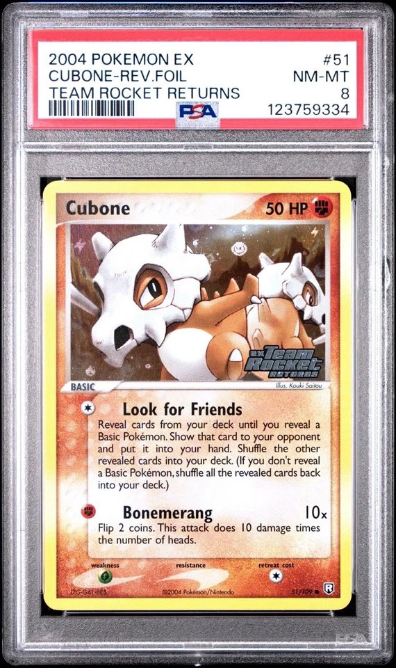 2004 Pokémon EX Team Rocket Returns 51 Cubone Reverse PSA 8 NM-MT - Image 2 of 3