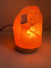Natural Himalayan Pink Salt Lamp w/ Wooden Base Power Cord Working
