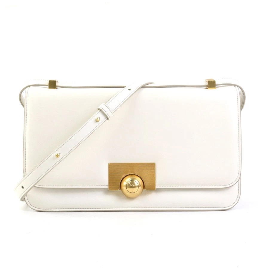 Bottega Veneta — Auth BOTTEGAVENETA The Classic Shoulder Bag White Leather/Goldtone - 56095a