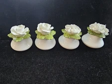 Aynsly Fine Bone China White Rose & Carnation Salt & Pepper Shakers 2 Sets