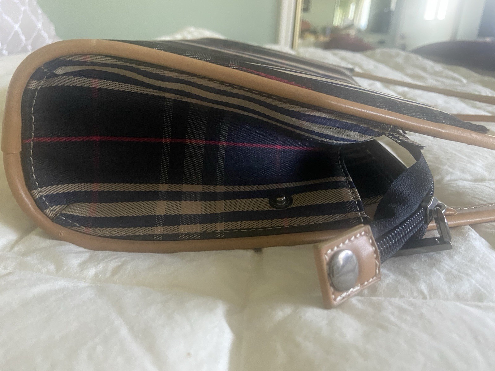 VINTAGE Japanese Burberry London Blue Label Nova Check Pattern Canvas  bag image 8