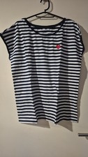 ajc Damen T-Shirt L Blau/Weiß gestreift Kurz...