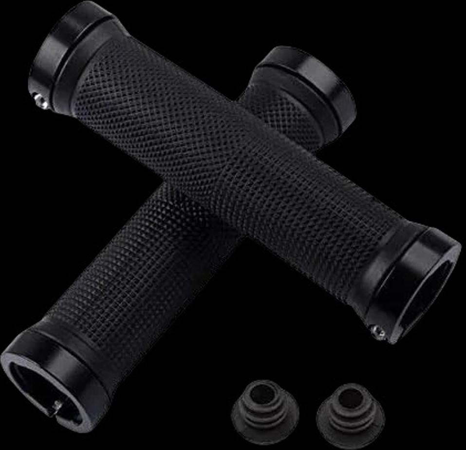1 Pair Non-Slip Bicycle Handlebar Grips Double Lock Alloy Rubber Bike Grips