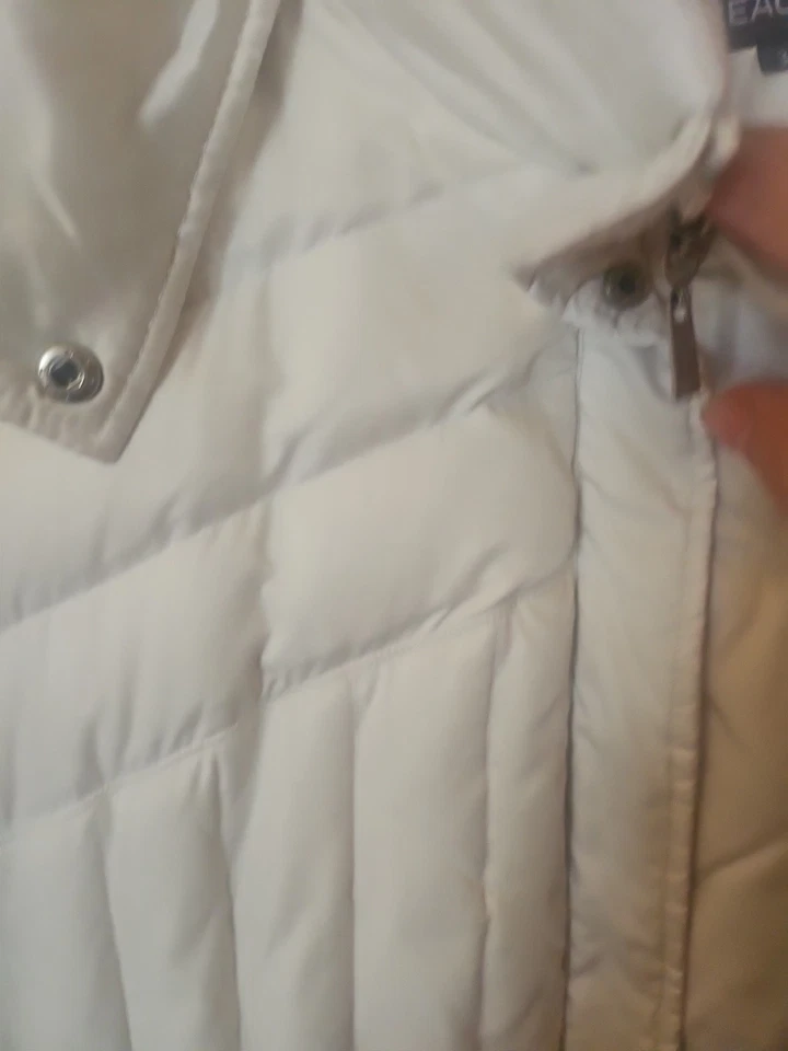 Chaqueta Kenneth Cole Reaction para mujer blanca plumón acolchado capucha de piel real talla 3X  Foto 4 de 4
