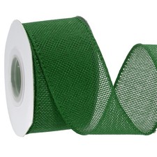 2 Inch x 10 Yard Burlap Wired Ribbon, Jute Ribbons with Iron Wire Dark Green
