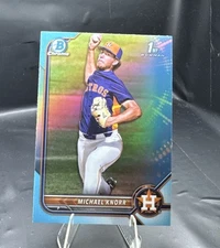 2022 Bowman Draft Michael Knorr 1st Chrome Sky Blue Refractor SP #BDC-120 Astros
