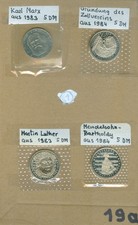 Monety 4 DM z lat 1983-1984 po 5 DM. Monety są z Cu, Ni.