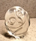 1990’s Steuben Glass Crystal Owl Paperweight Signed Tilted Head - Chipped Foot