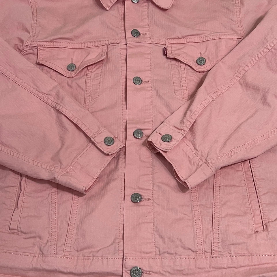 Chaqueta de Camionero Levis Hombres Talla XL Denim Jean Botón Vintage Rosa Ligera Foto 4 de 4