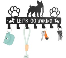 Heavy Duty Dog Leash Holder for Wall 7-Hook Key Rack - Metal Wall Mount with ...