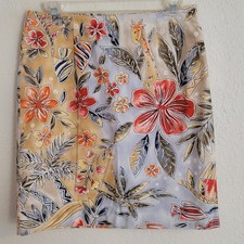VTG Talbots Womens Skirt Size 8P Side Zip Tropical Floral Animal Print Safari