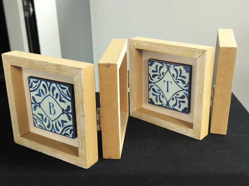 Letrero de "baño" estilo acordeón azul y blanco; Ashland Co. Foto 2 de 4