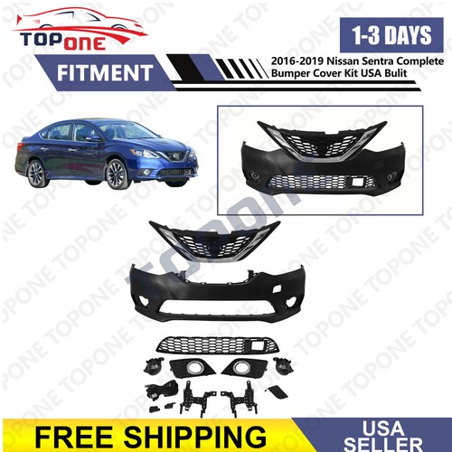 Complete Bumper Cover & Grille Set USA Bulit For 2016-2019 Nissan Sentra