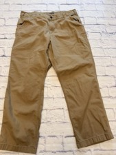 CARHARTT Mens 38x30 Rugged Flex Relaxed Fit Canvas Khaki Work Pants- Small Stain