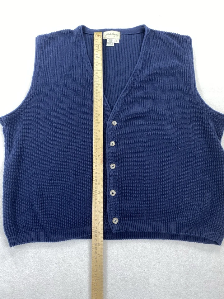 Vtg Eddie Bauer Men's XL Cardigan Sweater Vest Cotton USA Preppy Grandpacore - Image 4 of 4